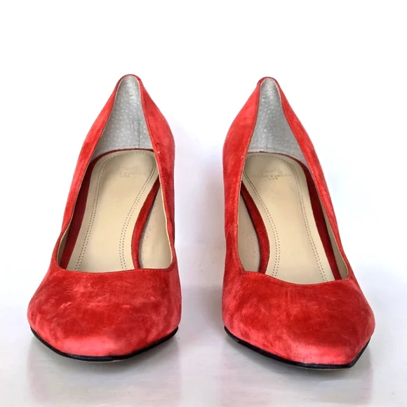 Marc Fisher Claire red suede leather block heel point toe shoes women's 8.5‎ - Picture 2 of 6